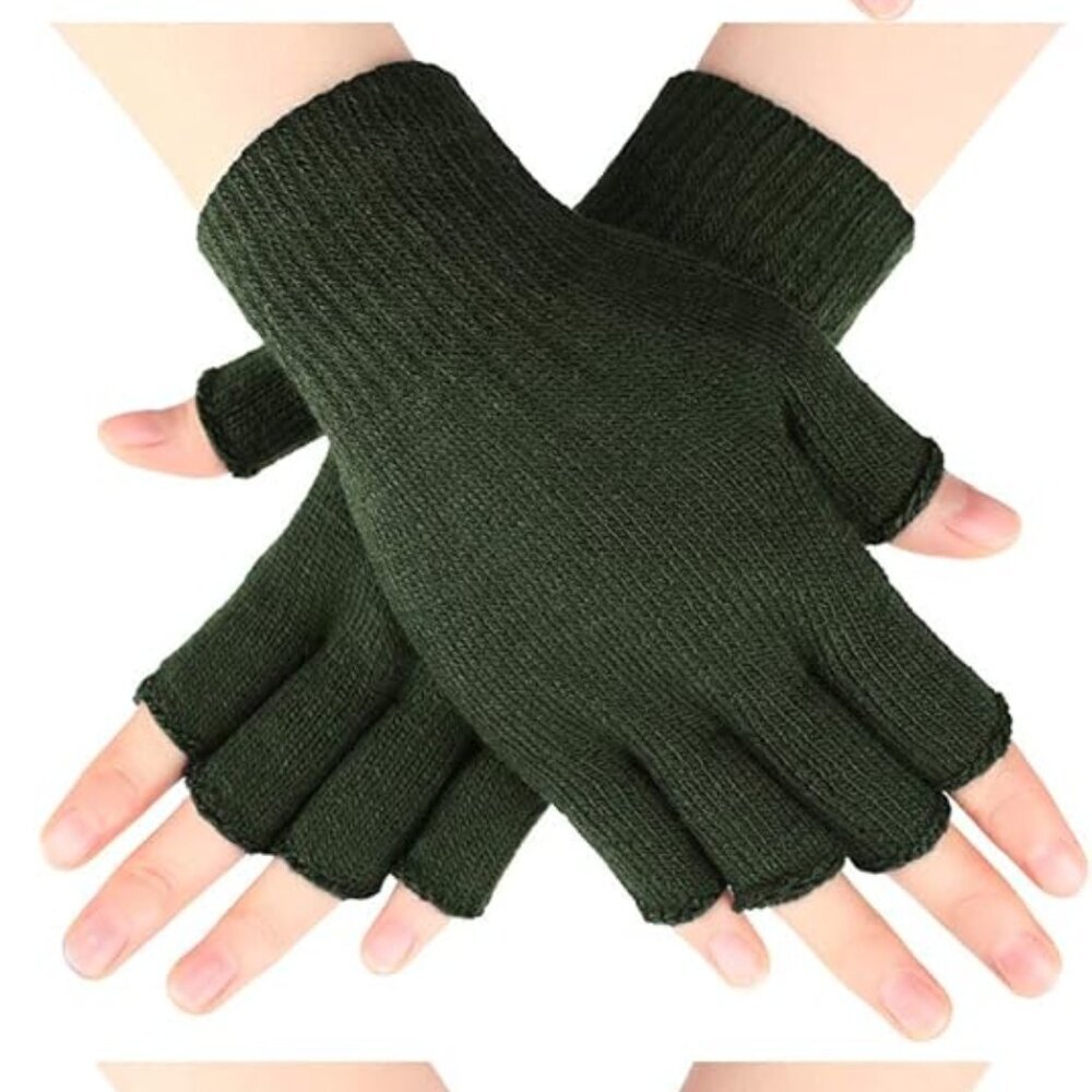 3 Pairs Half Finger Gloves Winter Fingerless Knit Gloves for Typing in Cold Offi